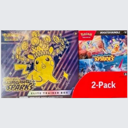 Pokemon Surging Sparks Elite Trainer Box & Booster Bundle 2 Pack Combo | Scarlet & Violet | Trading Card Game